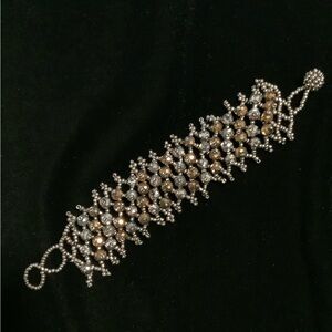 Vintage Beaded/Weave Bracelet Silver&Gold Super Cute!- Excel.Condition!